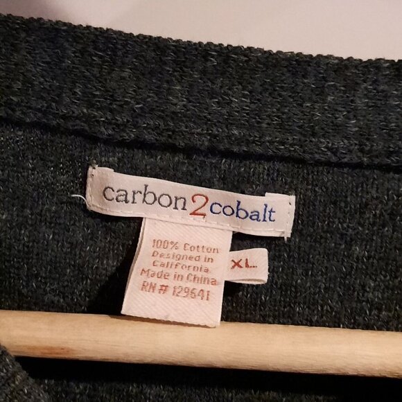 Carbon 2 Cobalt Sweater Mens Size XL Gray Henley Pullover Cotton - Picture 3 of 9